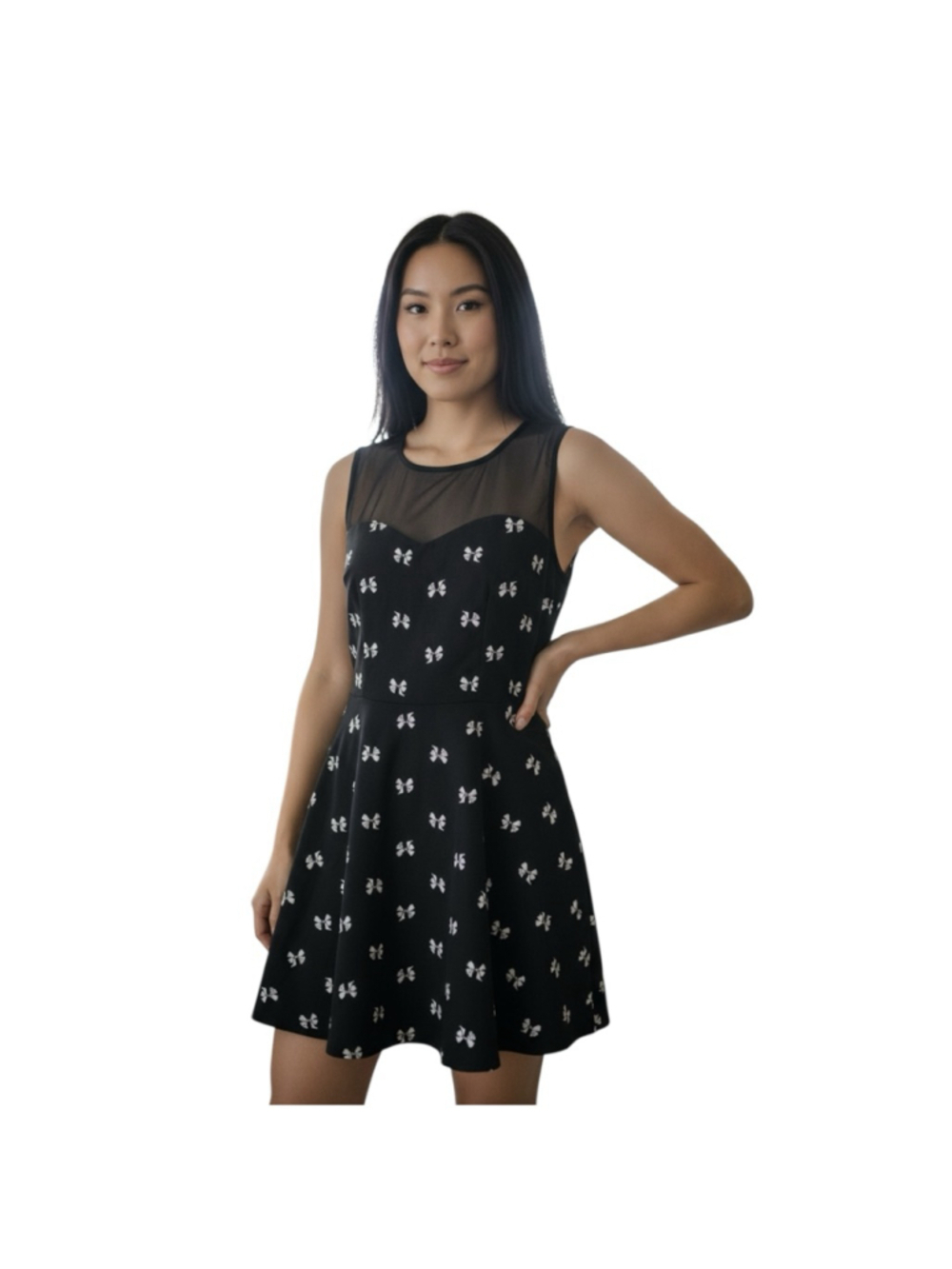 Forever 21 black dress bows sheer top size small